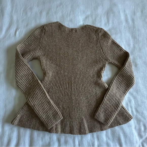 Shoefly Sweater Womens Large Camel Peplum Pullover Ribbed Knit Long Sleeve NWT - Picture 2 of 9